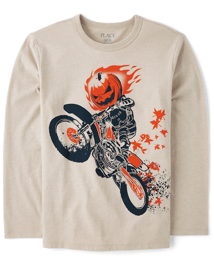 Boys Pumpkin Biker Graphic Tee