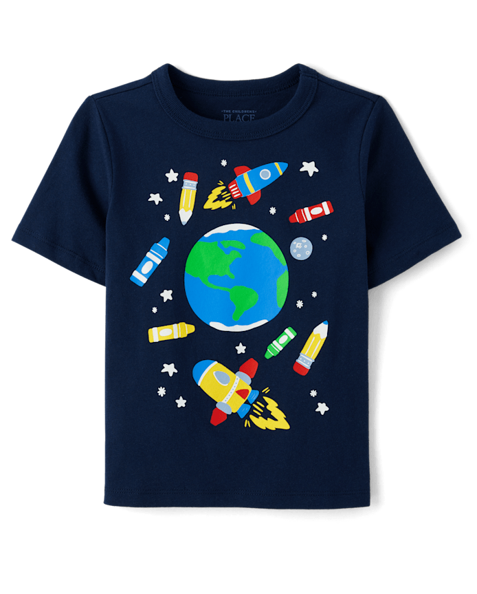 Toddler Boys Space School Supplies Graphic Tee