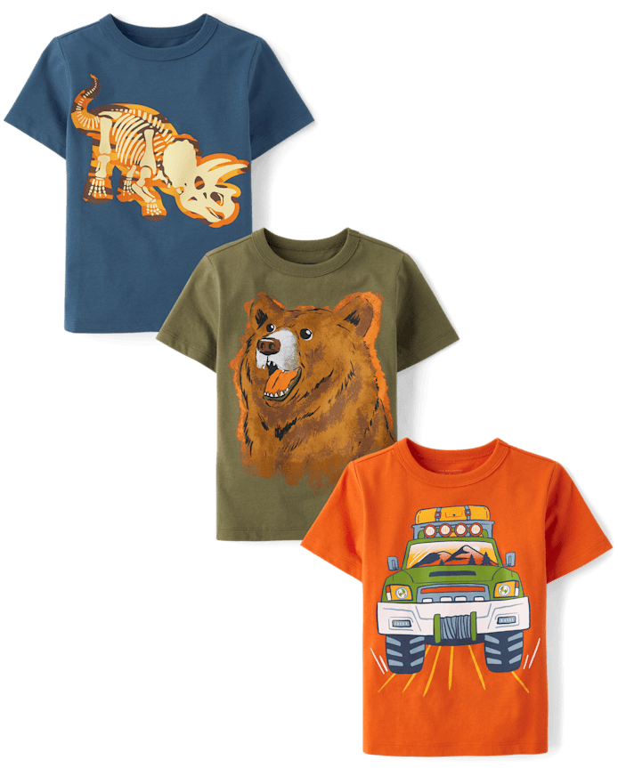 Baby And Toddler Boys Animal Graphic Tee 3-Pack