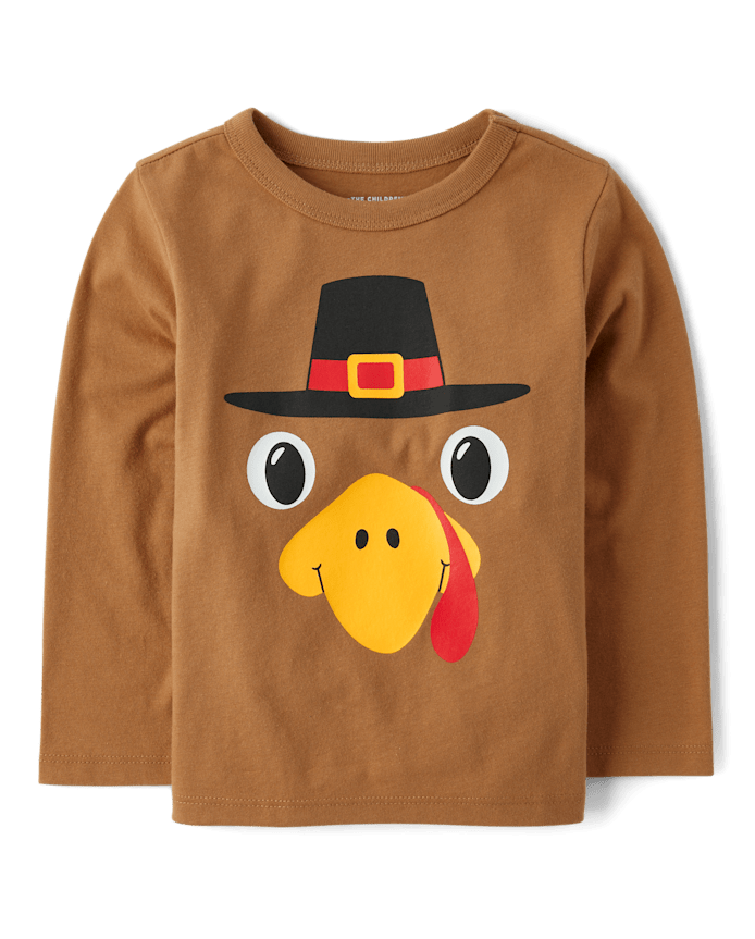 T-shirt graphique à motif de tête dinde pour bébés et tout-petits garçons