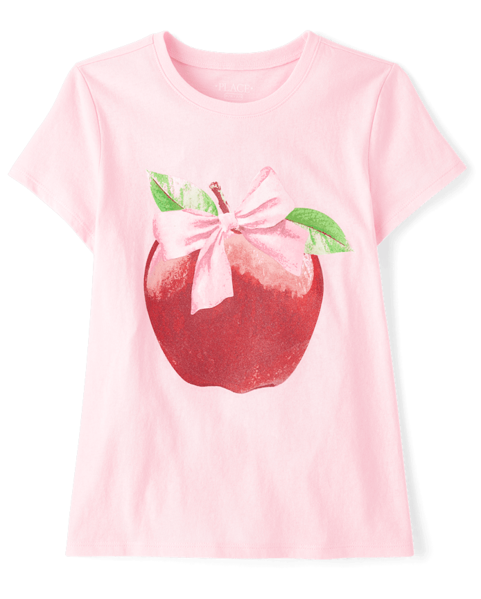 Girls Apple Bow Graphic Tee