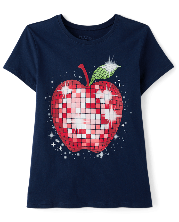 Girls Disco Apple Graphic Tee