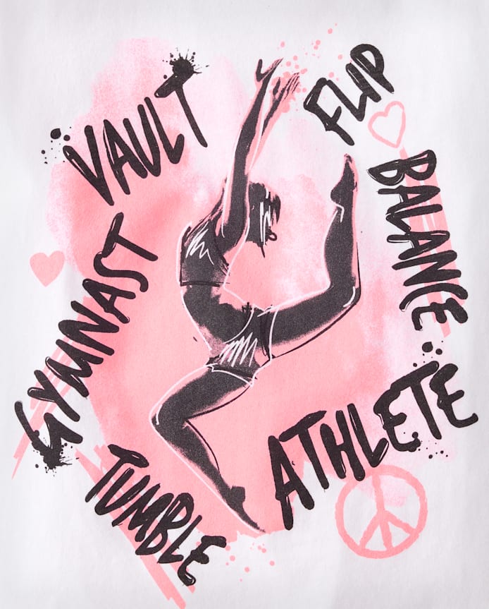 Girls Gymnast Words Graphic Tee