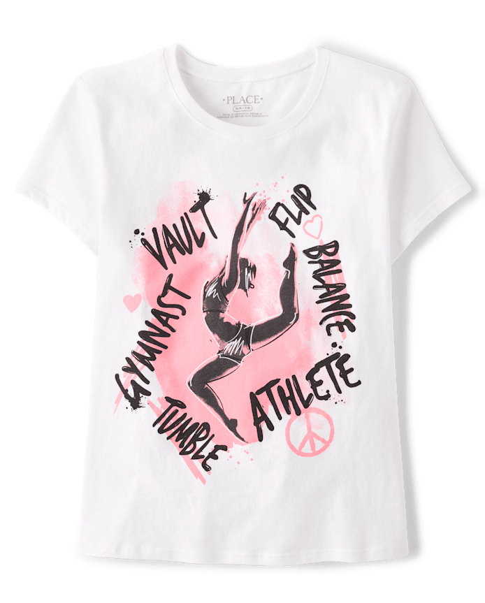 Girls Gymnast Words Graphic Tee