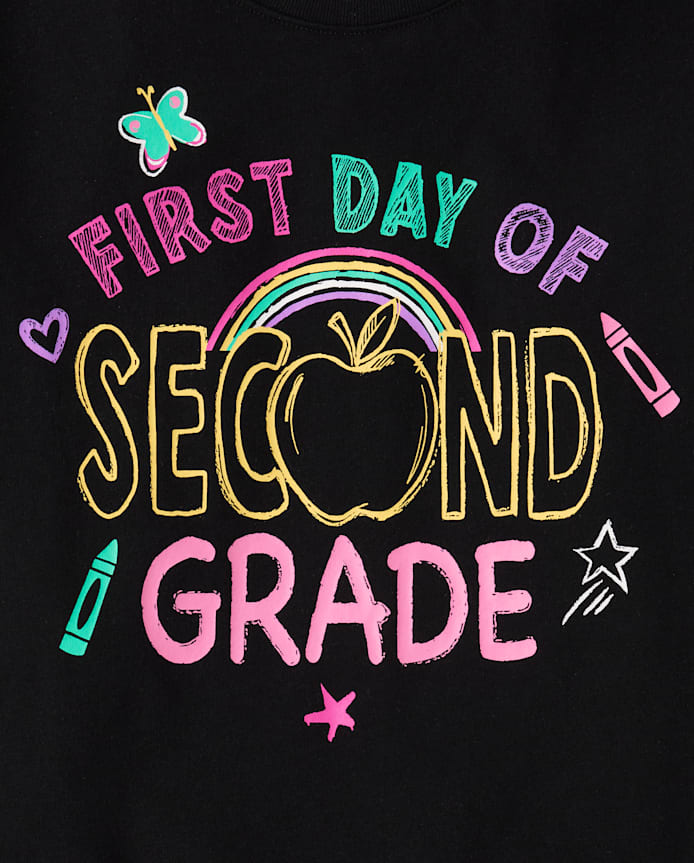 Girls First Day Second Grade Graphic Tee