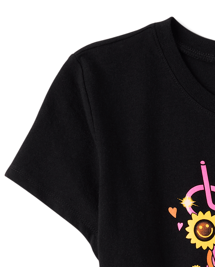 Girls Fall Cat Drink Graphic Tee