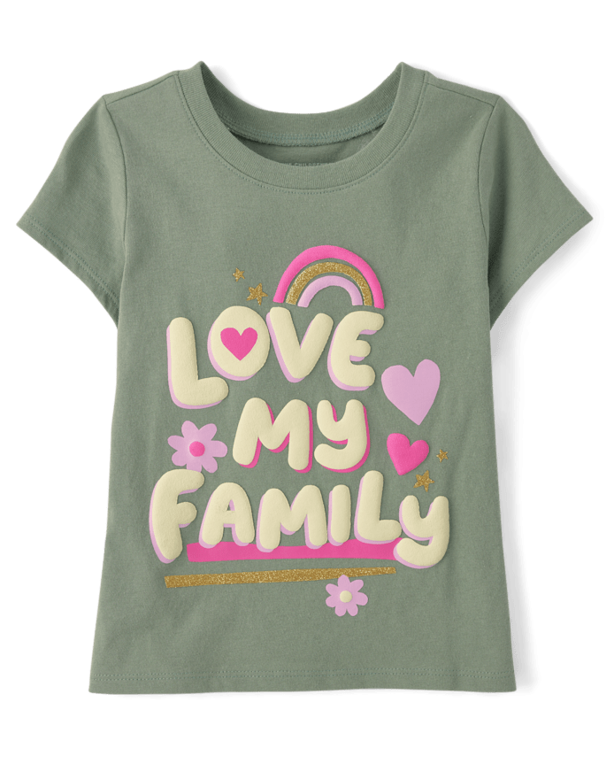 T-shirt graphique « Love My Family » pour bébés et petites filles