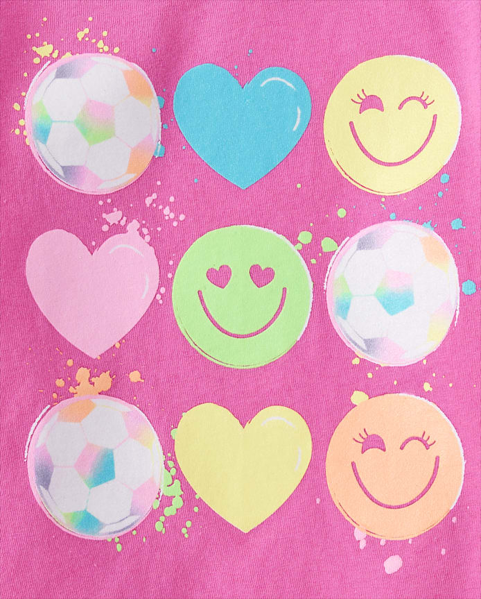 Baby And Toddler Girls Soccer Hearts Graphic Tee