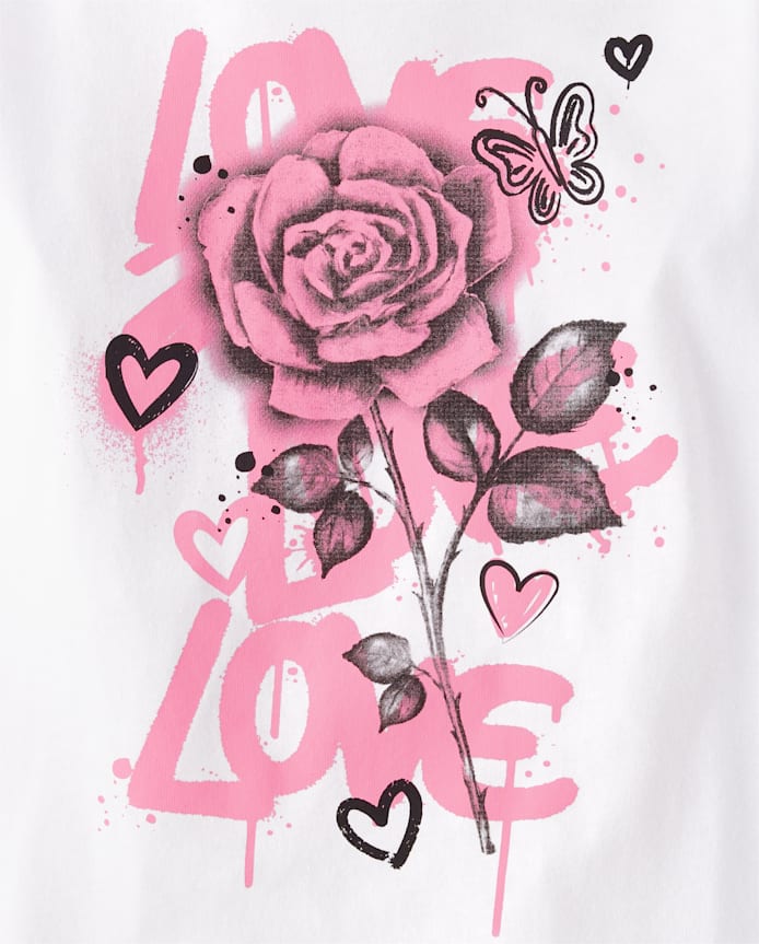 T-shirt graphique rose graffiti Girls Love