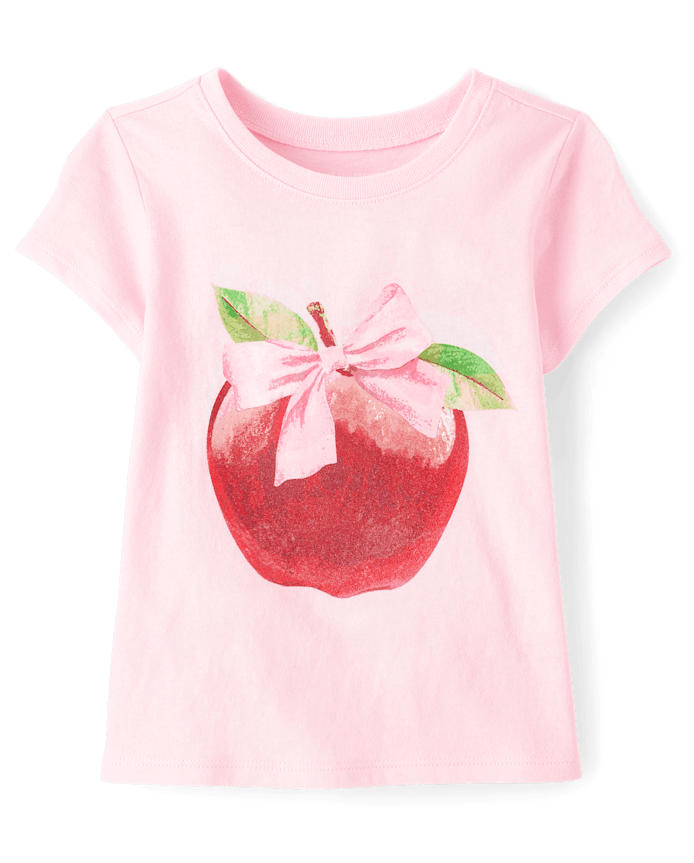 Toddler Girls Apple Bow Graphic Tee