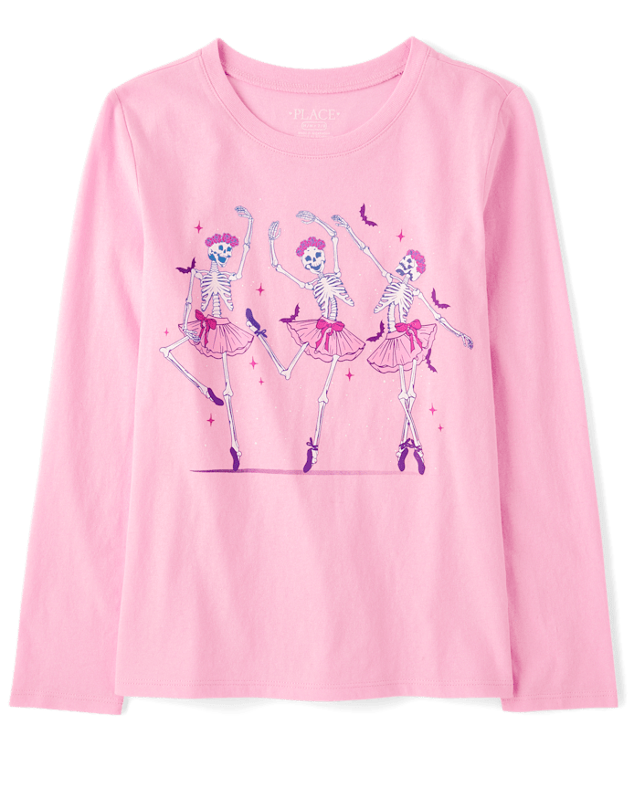 Girls Skeleton Ballerinas Graphic Tee