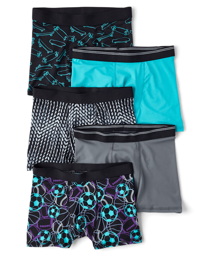 Boys Sport Performance Boxer Brief Underwear 5-Pack