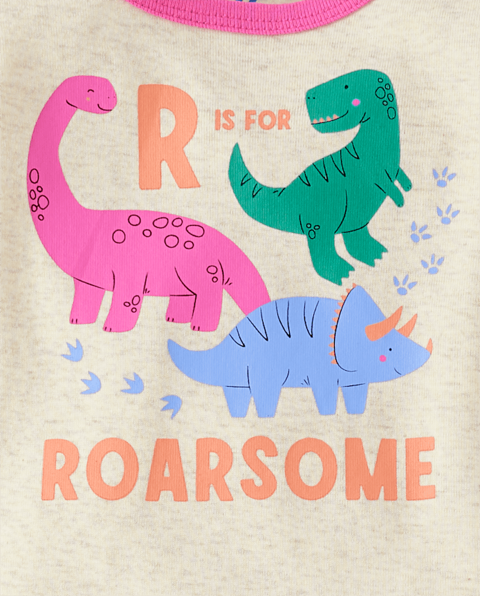 Baby And Toddler Girls Dino Snug Fit Cotton Pajamas