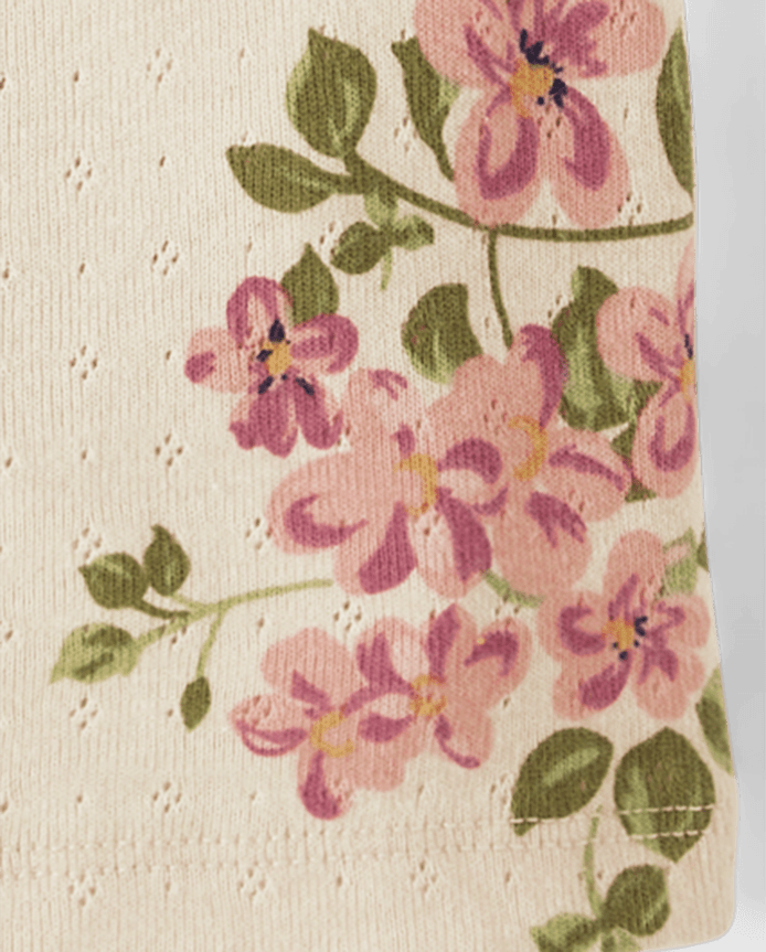 Girls Floral Pointelle Baby Tee