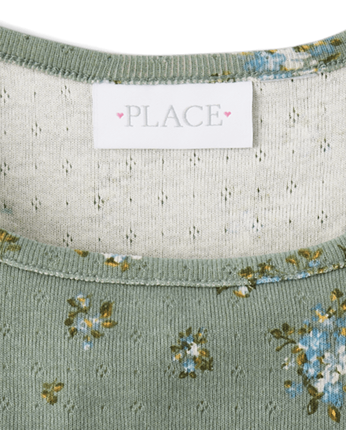 Girls Floral Pointelle Baby Tee
