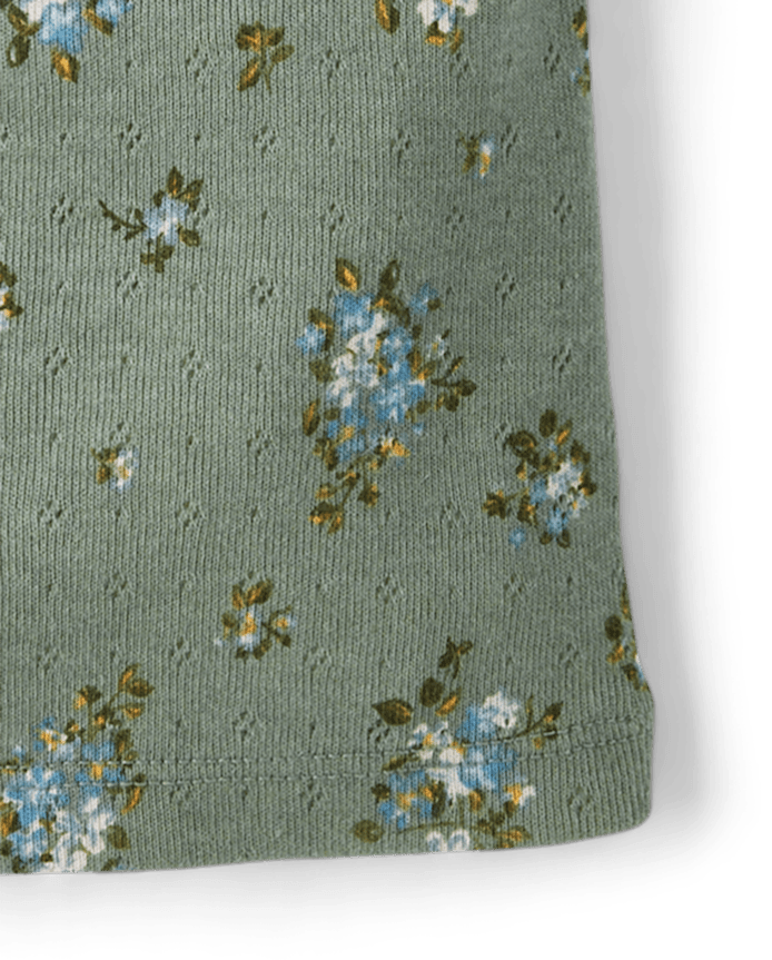 Girls Floral Pointelle Baby Tee