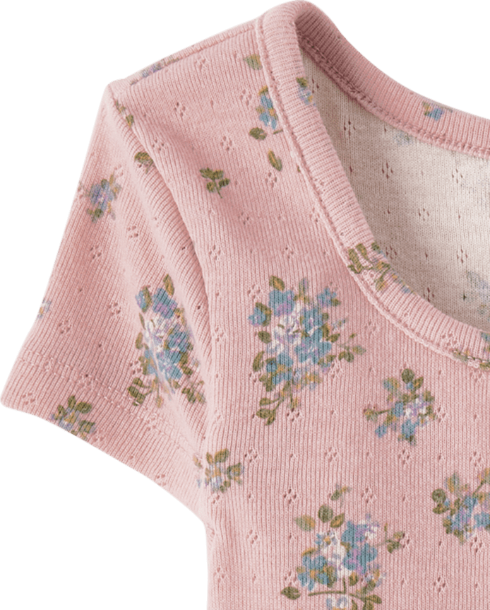 Girls Floral Pointelle Baby Tee