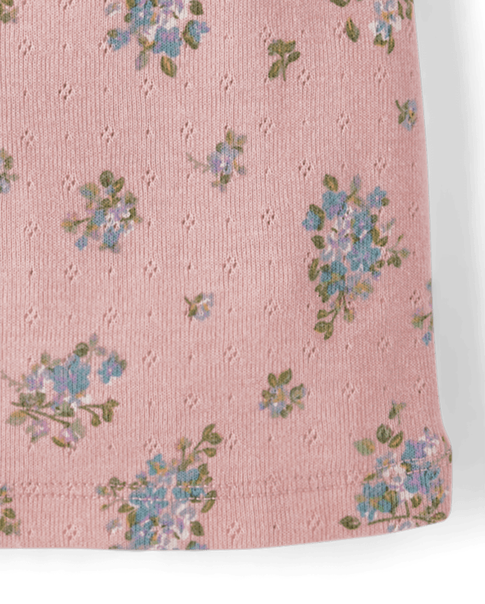 Girls Floral Pointelle Baby Tee