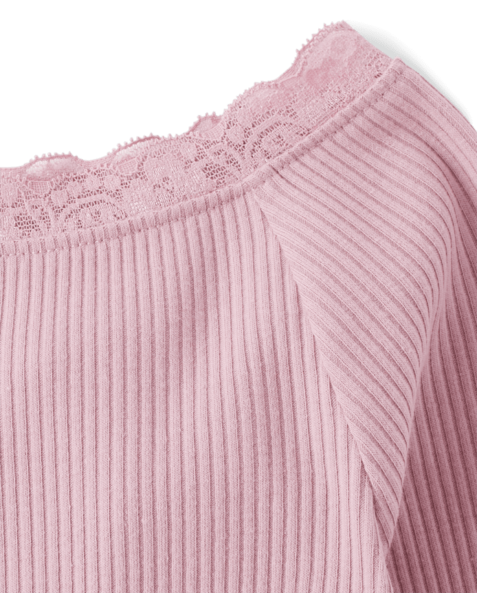 Girls Ribbed Off Shoulder Top