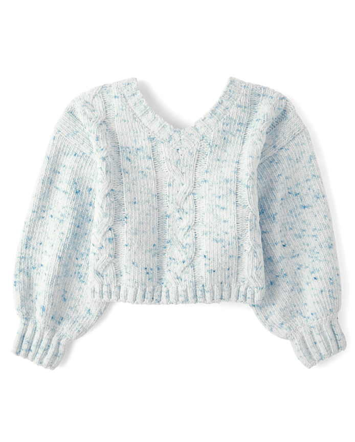 Pull en chenille torsadé avec nœud au dos pour fille