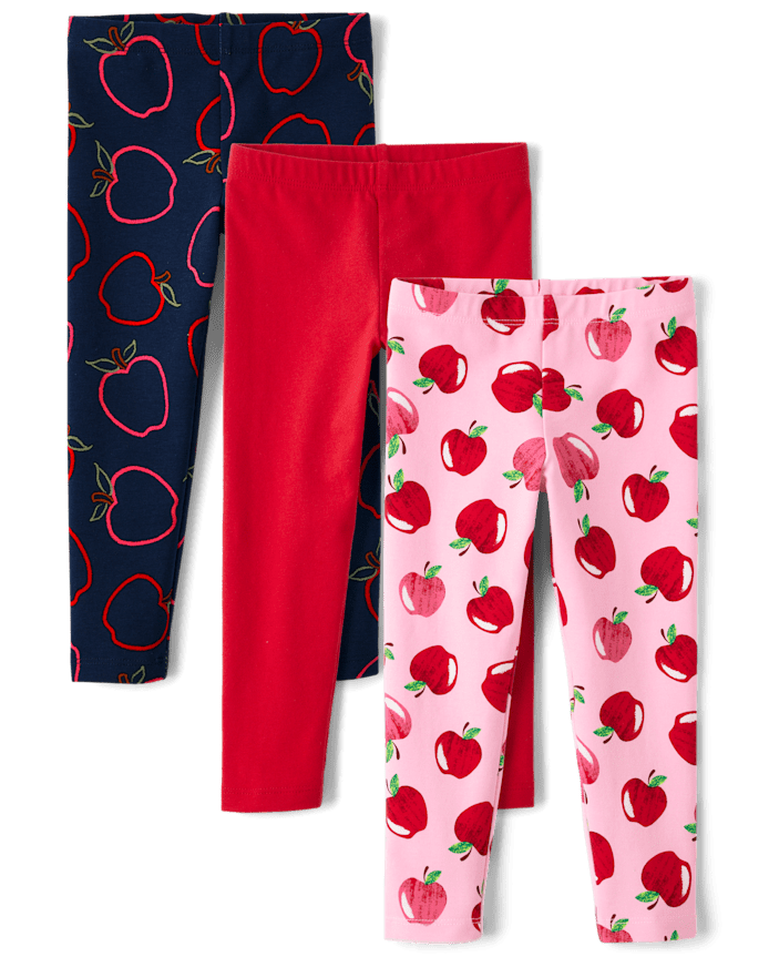 Toddler Girls Apple Leggings 3-Pack