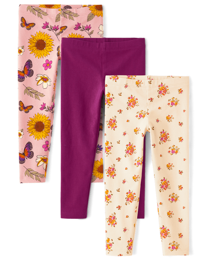 Lot de 3 leggings fleuris pour petites filles