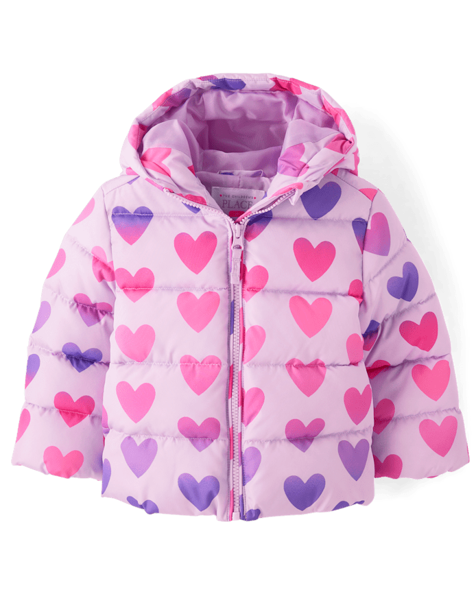 Toddler Girls Print Hooded Puffer Jacket