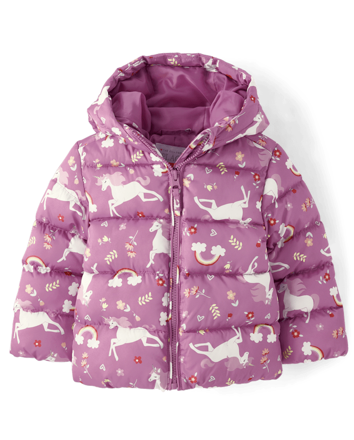 Toddler Girls Print Hooded Puffer Jacket