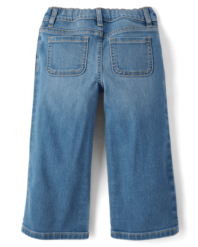 Jean large à nœud pour petite fille