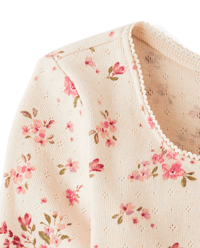Girls Floral Pointelle Baby Tee