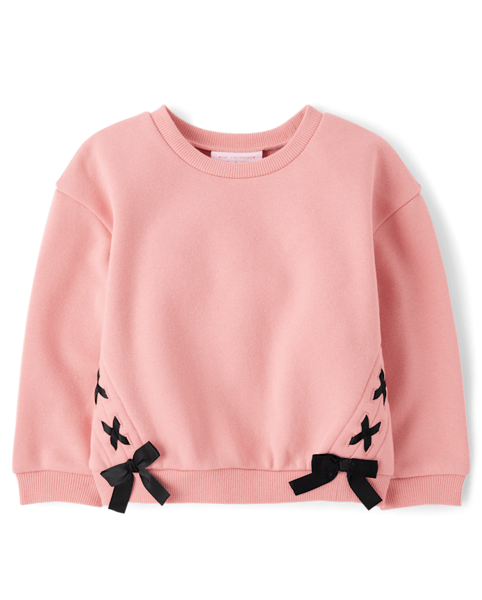 Toddler Girls Lace Up Premium Fleece Sweatshirt