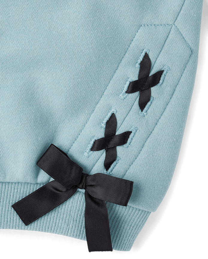 Toddler Girls Lace Up Premium Fleece Sweatshirt