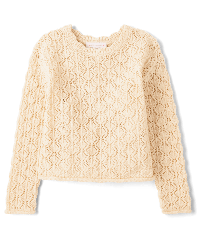 Toddler Girls Scalloped Pointelle Sweater