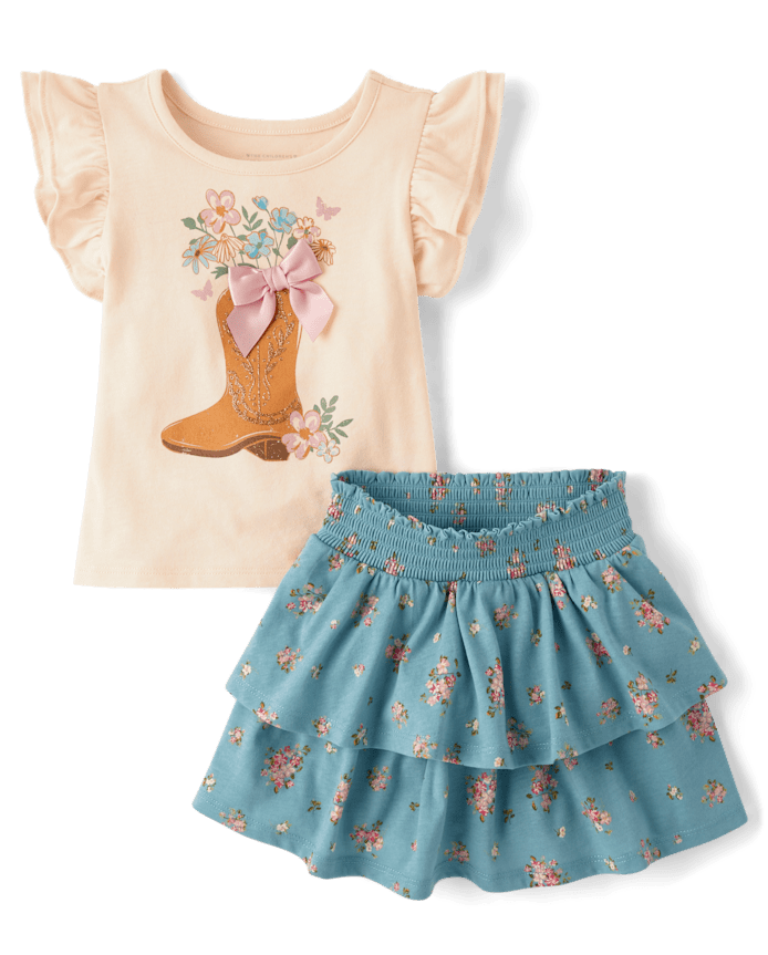 Toddler Girls Cowgirl Boot 2-Piece Outfit Set