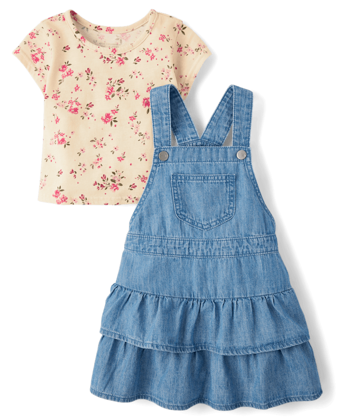 Ensemble jupe-culotte à volants 2 pièces pour petite fille