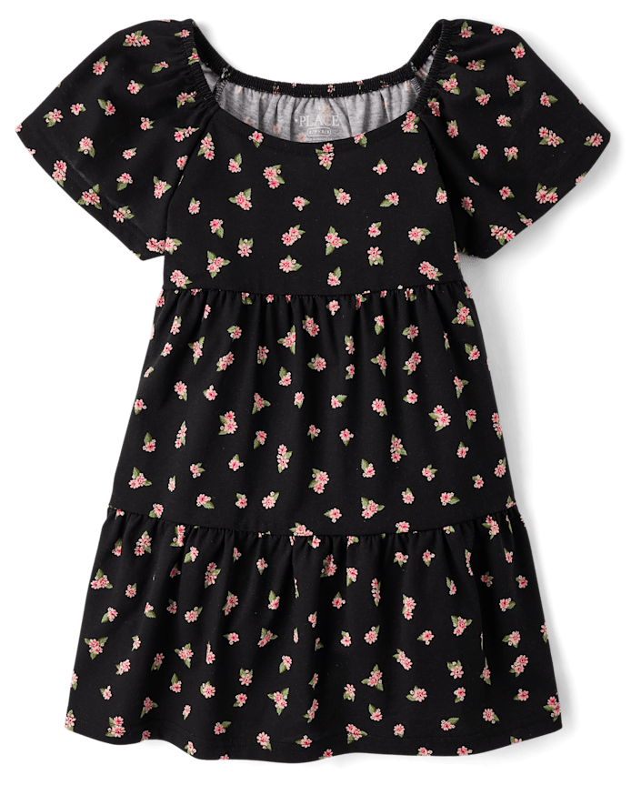 Girls Print Tiered Dress