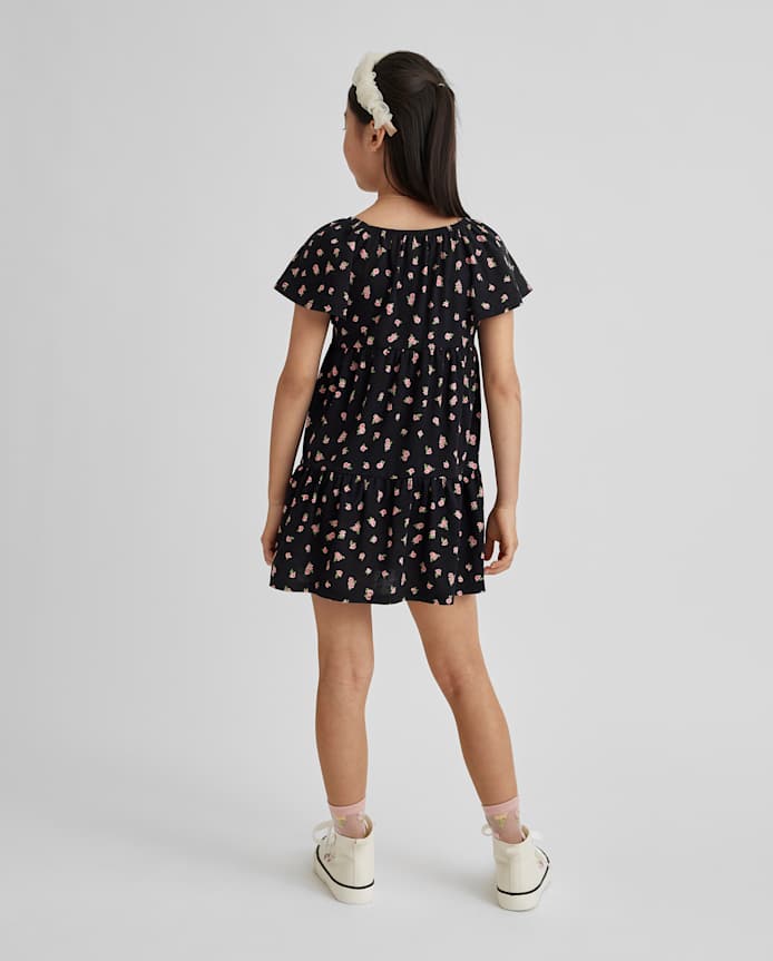 Girls Print Tiered Dress