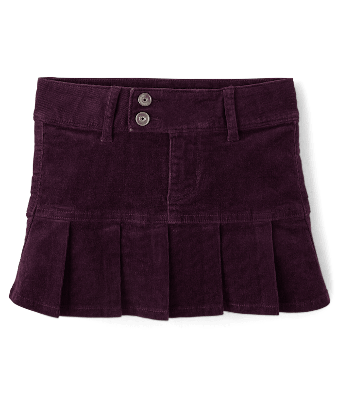 Girls Pleated Corduroy Skort