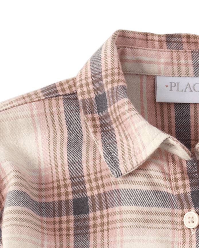 Girls Plaid Flannel Button Up Shirt