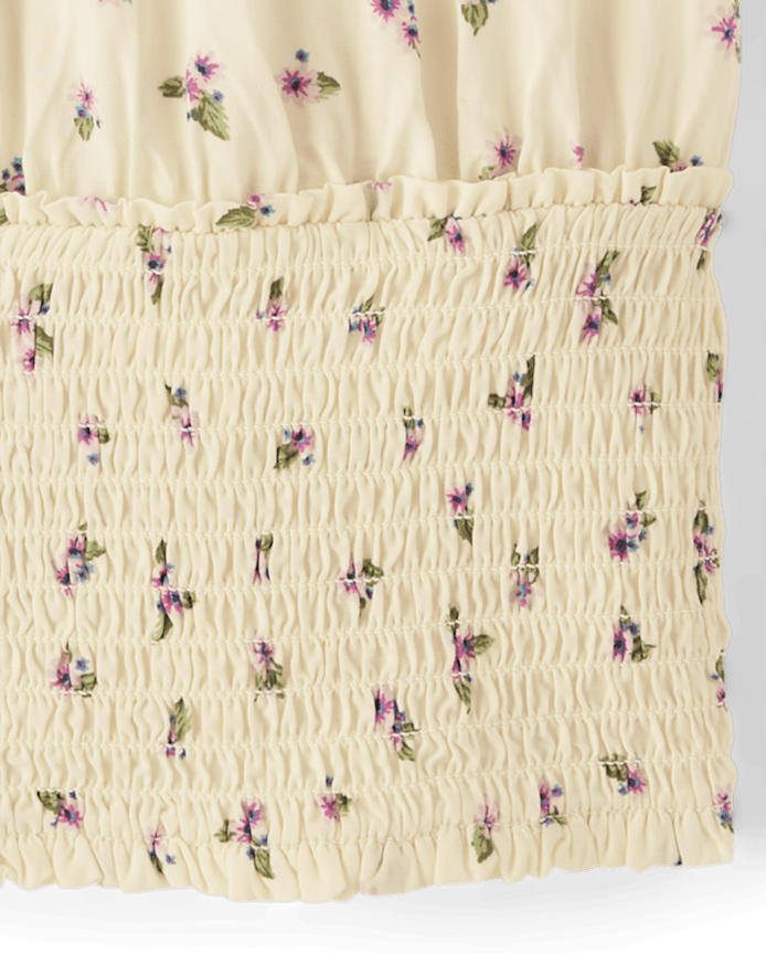 Haut à smocks fleuris pour fille