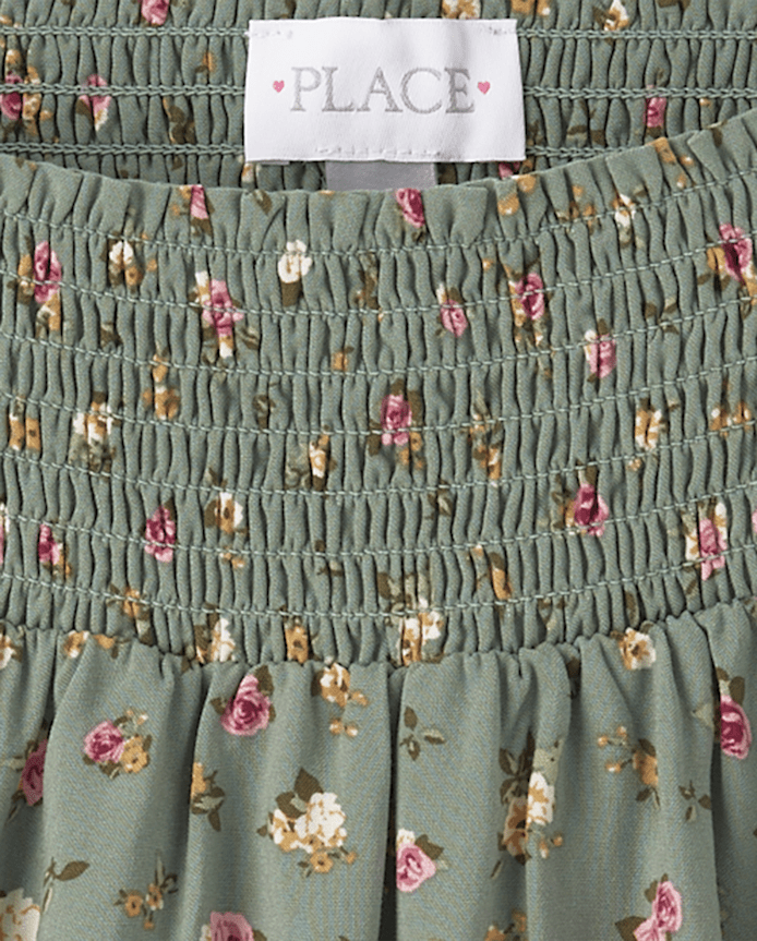 Girls Floral Smocked Bubble Skirt