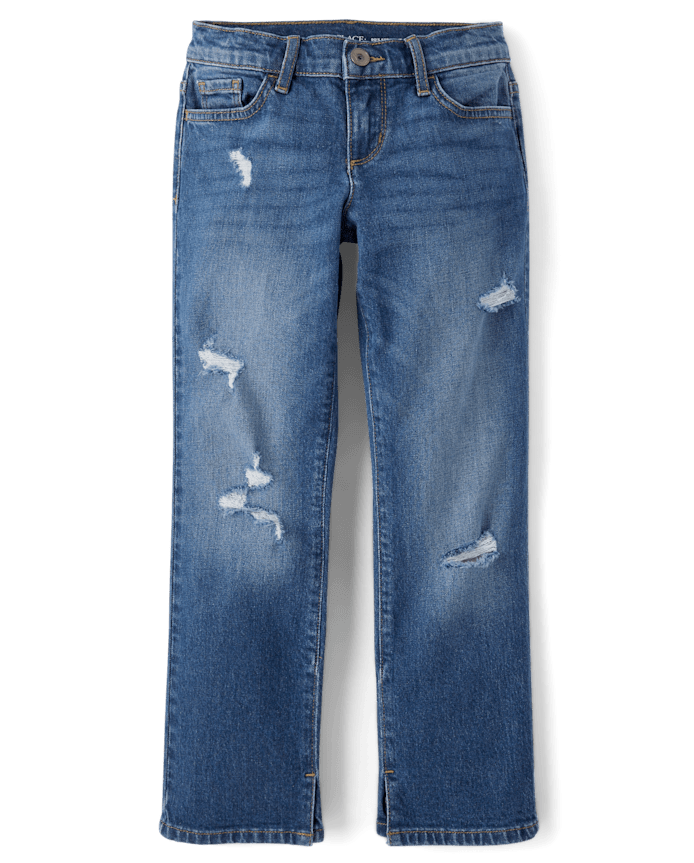 Girls Ripped Straight Jeans