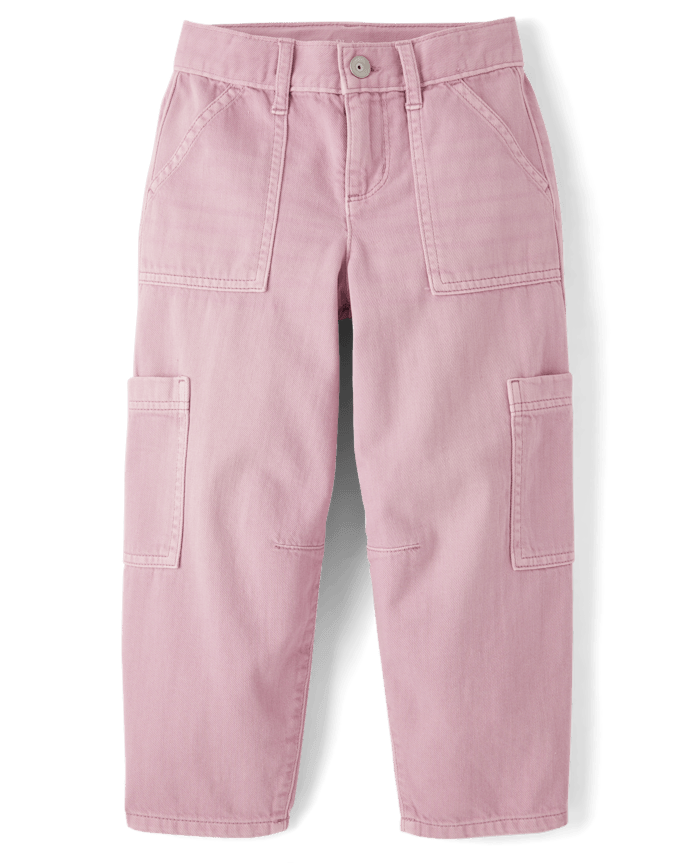 Girls Garment Dyed Utility Barrel Jeans
