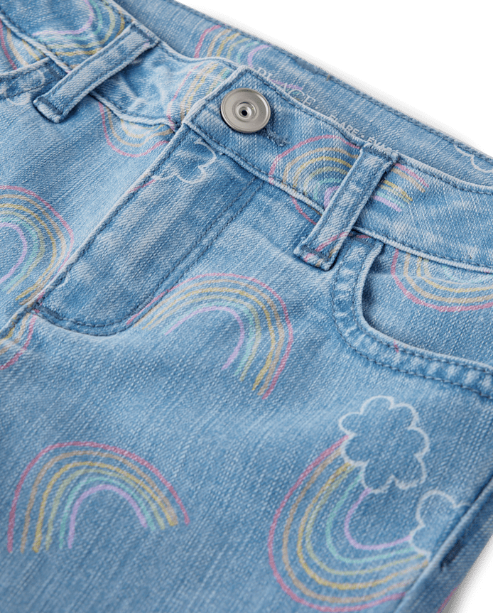 Girls Rainbow High Rise Flare Jeans