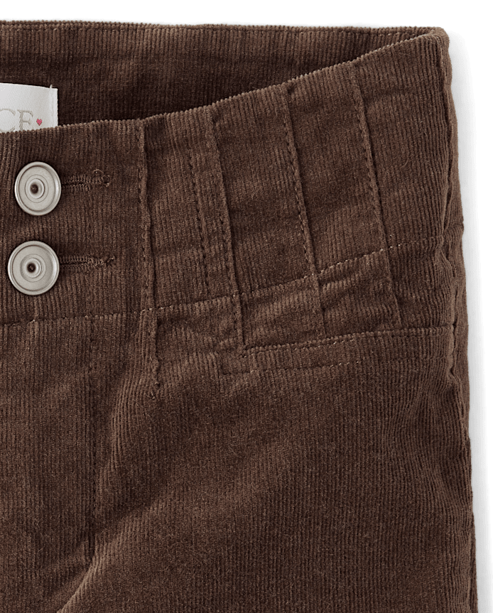 Pantalon évasé en velours côtelé à pinces pour fille