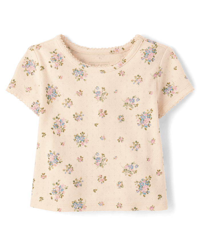 Baby And Toddler Girls Floral Pointelle Tee