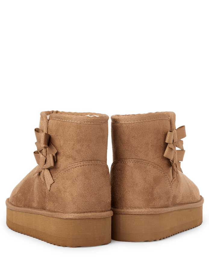 Girls Bow Platform Teddy Boots