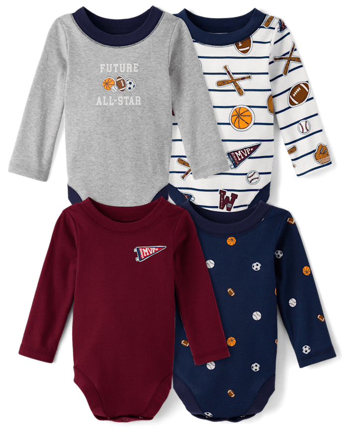 Baby Boys Sports Bodysuit 4-Pack