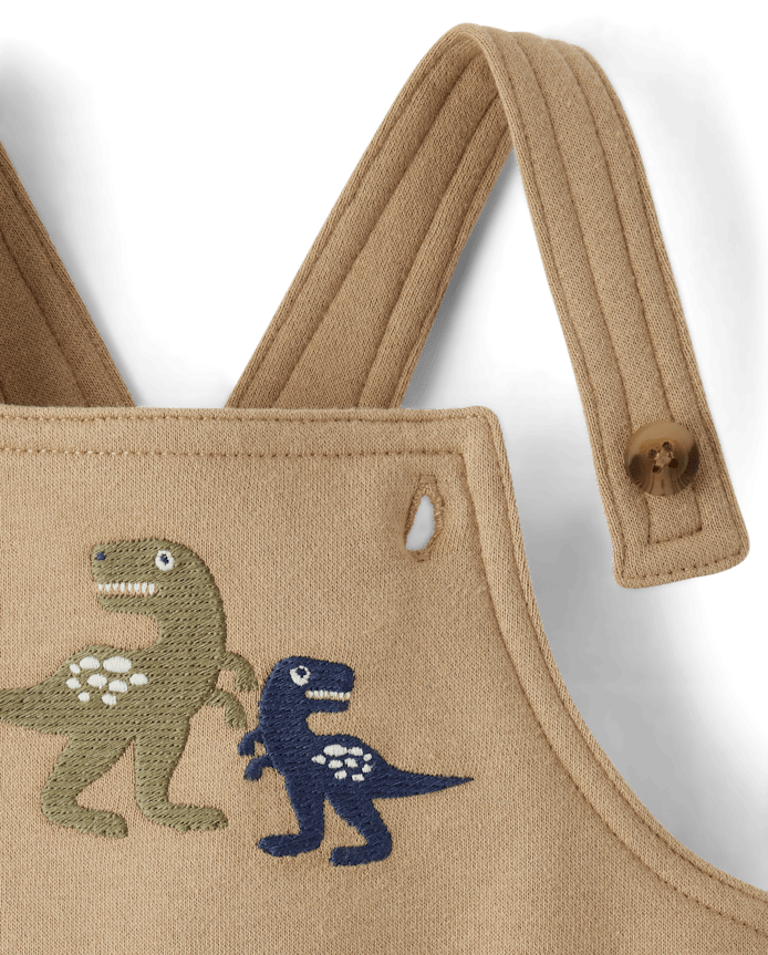 Salopette brodée dinosaure pour bébé garçon, ensemble de jeu 2 pièces
