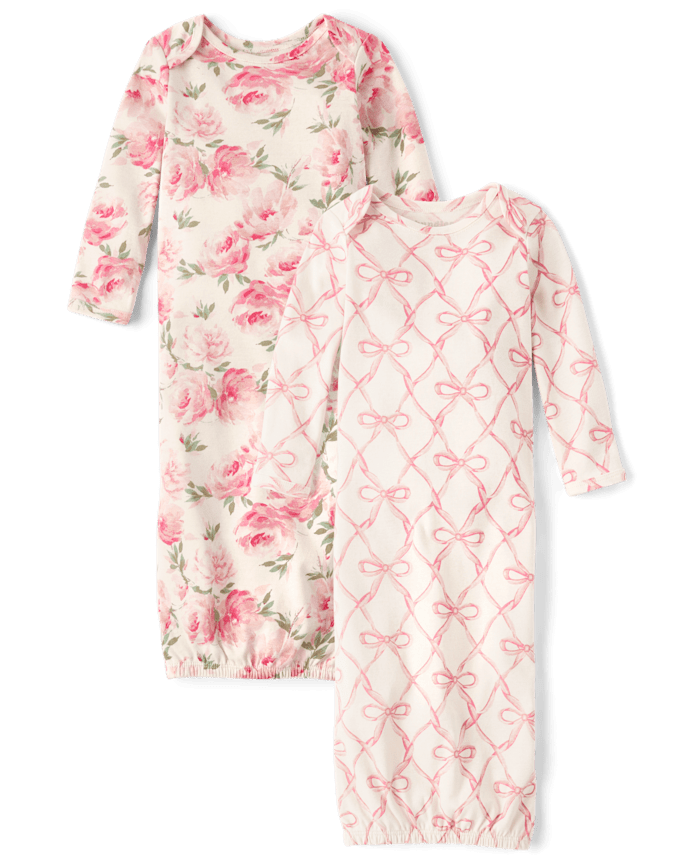 Baby Girls Floral Sleeper Gown 2-Pack